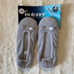 Isotoner slippers, light blue/grey, ladies small (5-6)